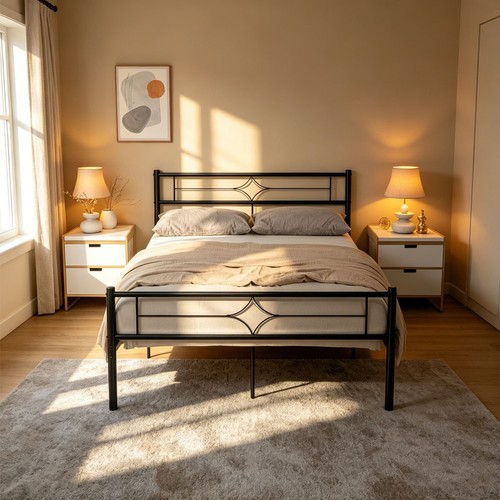 190x135cm metal bed frame - metal,