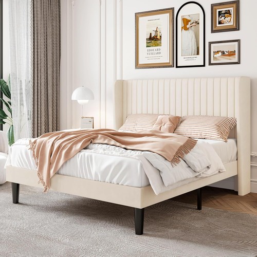 Queen size velvet bed - bed, frame