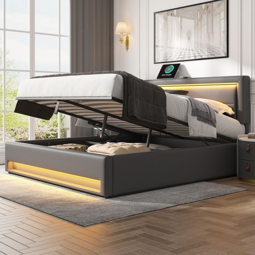 Ottoman lift storage bed pu - ottoman,