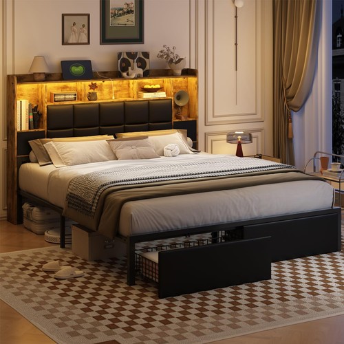 Led bed frame king size - bed,
