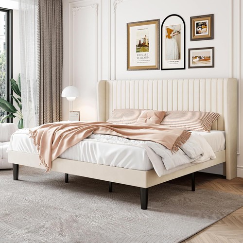 King size velvet bed - velvet, frame