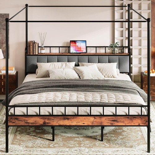 Canopy bed frame king storage - canopy,