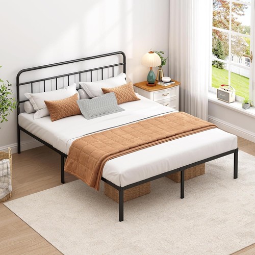 Black full bed frame classy - black,