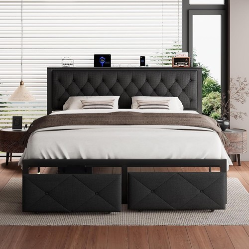 King bed frame with - frame, 2