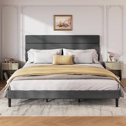 Upholstered bed frame king - bed,