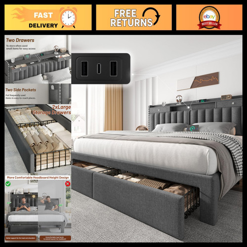 King bed frame - bed, storage
