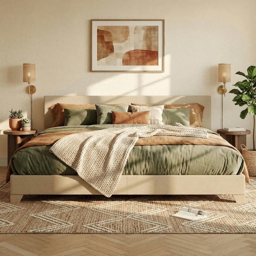 Linen upholstered king size - upholstered,