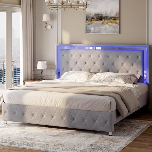 Queen bed frame led lights - frame,