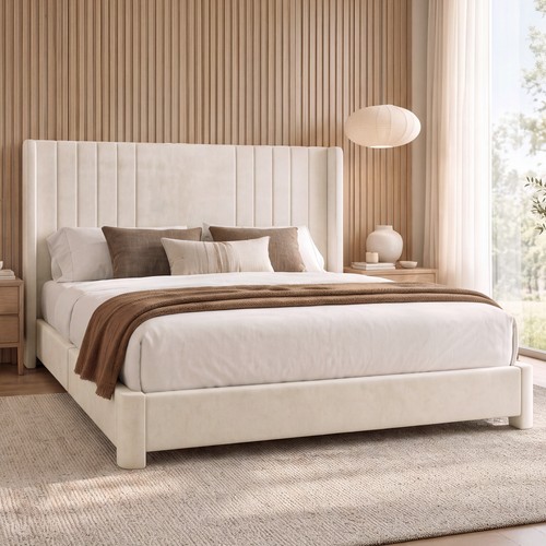 Upholstered bed frame high - upholstered,