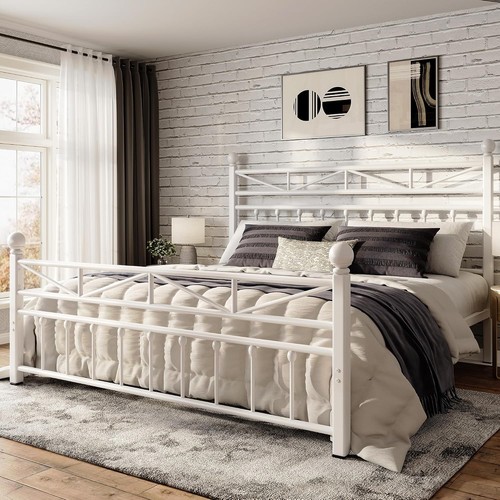 Metal king bed frame tall - bed, frame,tall