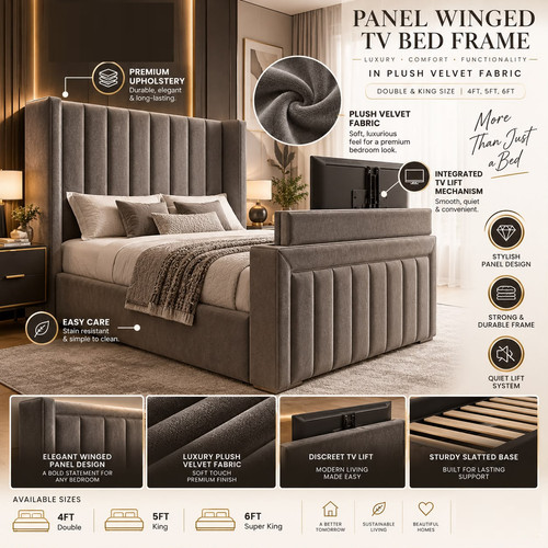 Winged bed frame plush - tv,