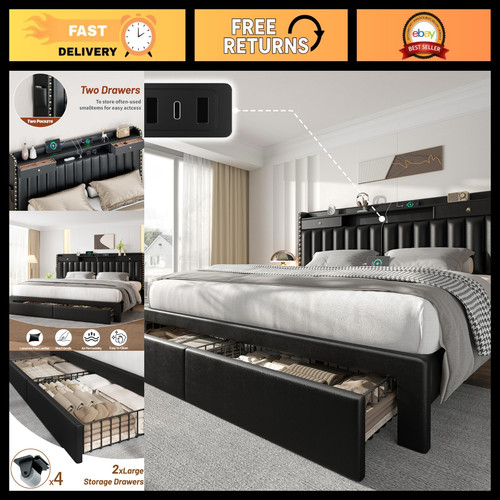 King size upholstered bed - size,