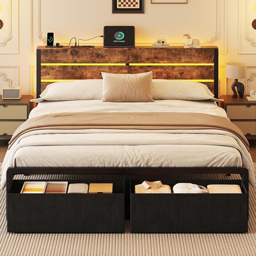 King bed frame drawers - w/,