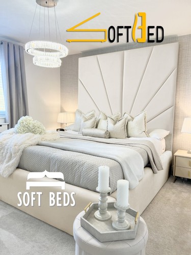 High headboard bed frame - headboard, plush