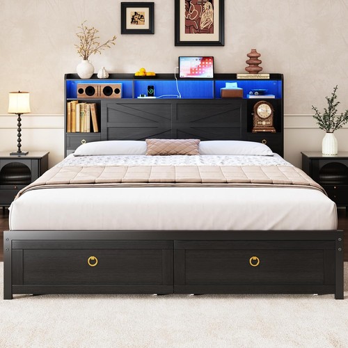 King bed frame - frame, storage