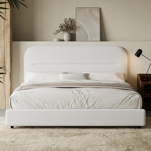 Queen size boucle bed frames - boucle,