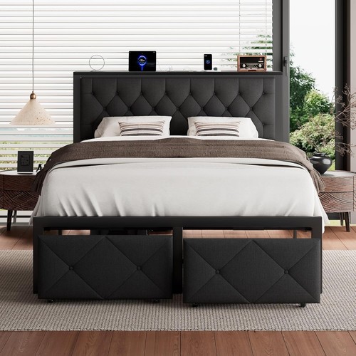 Queen bed frame with storage - frame, 2